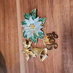 Christmas Brooch Pin Trio